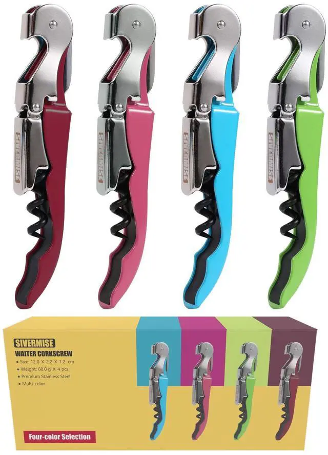 Main image of Waiters Corkscrew, Wine Bottle Opener, Wine Key, Multi-Functional All-in-1(Multi-Color, Pack of 4)