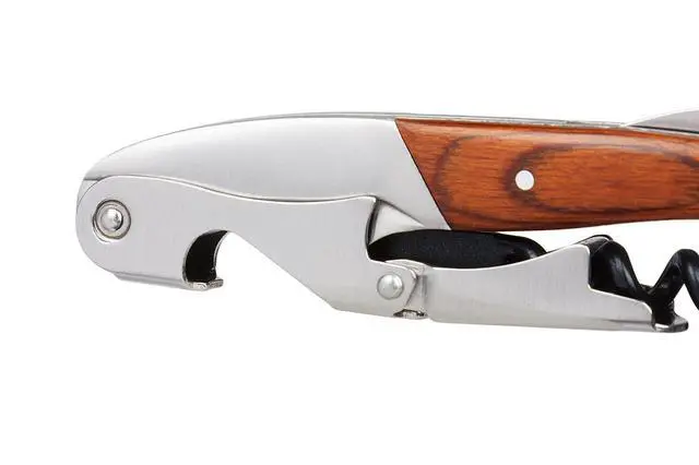Alt view image 6 of 7 - Premium Waiters Corkscrew - 3 in 1 Stainless Steel Wine Opener with Rosewood Pull Tap Handle Bottle Opener and Serrated Foil Cutter