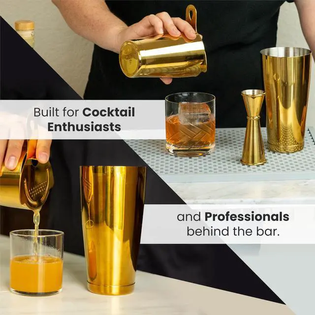 Alt view image 2 of 7 - Professional Boston Shakers Set 18 oz Weighted Stainless Steel Cocktail Shaker Set for Bartenders, Premium 304 Steel Bar Shaker, Essential Bartending Tools for Mixing Drinks