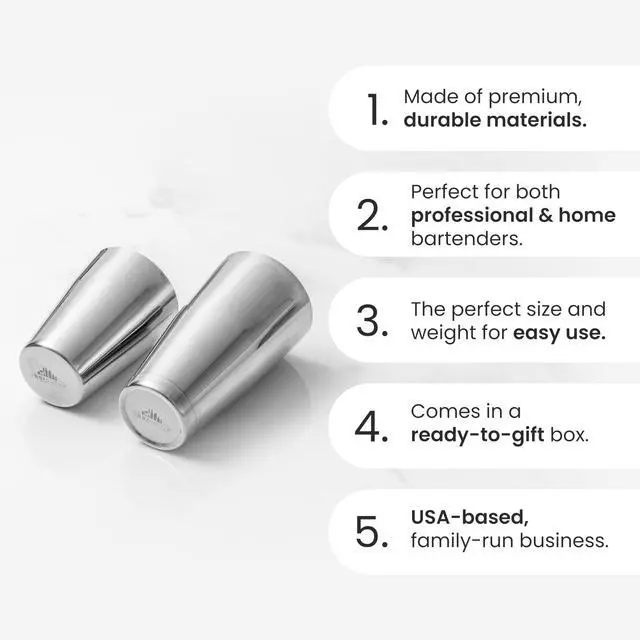 Alt view image 3 of 7 - Boston Cocktail Shaker Set, Weighted and Unweighted, 18 Oz