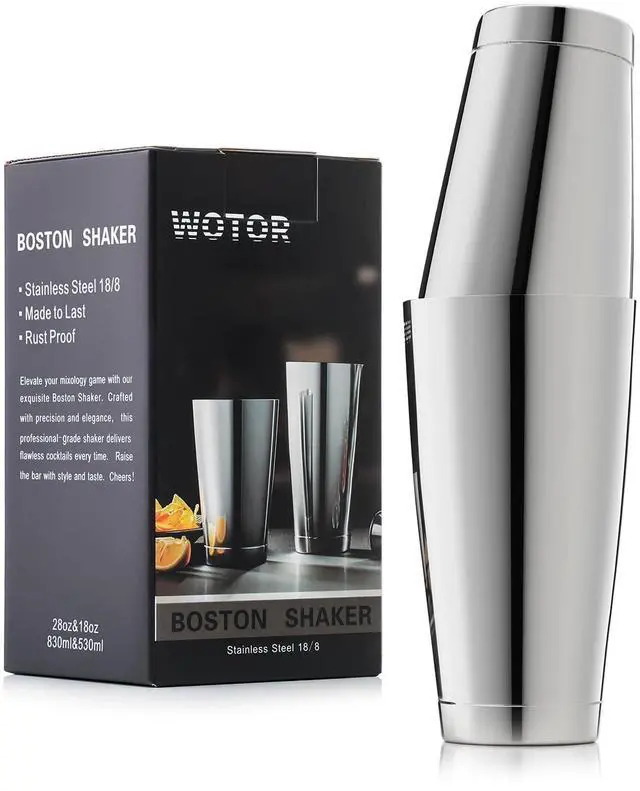 Main image of Boston Cocktail Shaker Set, 18 oz & 28 oz Stainless Steel Weighted Shaker Tins, Metal Martini Shaker Drink Mixer for Bartending, professional Bar Tools for Bartender Sliver
