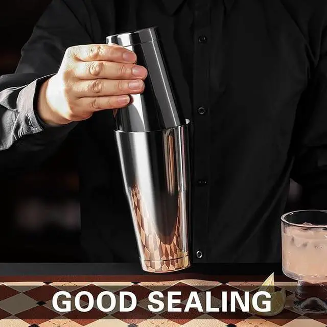 Alt view image 5 of 7 - Boston Cocktail Shaker Set, 18 oz & 28 oz Stainless Steel Weighted Shaker Tins, Strainer, Double Measuring Jigger, Professional Bar Tools for Bartender (Silver)