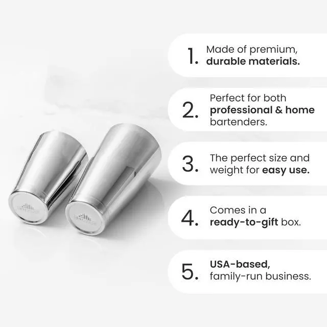 Alt view image 3 of 7 - Professional Boston Shakers Set 18 oz Weighted Stainless Steel Cocktail Shaker Set for Bartenders, Premium 304 Steel Bar Shaker, Essential Bartending Tools for Mixing Drinks