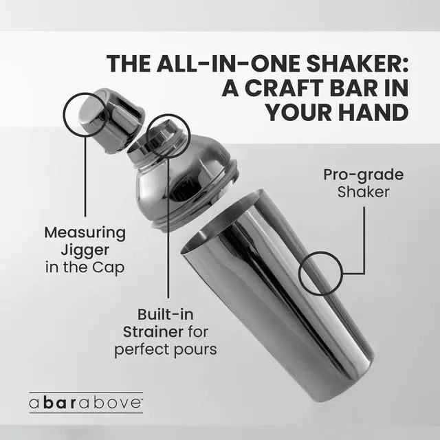 Alt view image 3 of 7 - All in One Cocktail Shaker, Cobbler Style Shaker, 24 oz