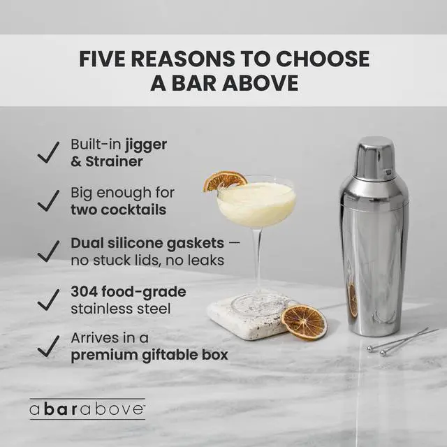 Alt view image 6 of 7 - All in One Cocktail Shaker, Cobbler Style Shaker, 24 oz