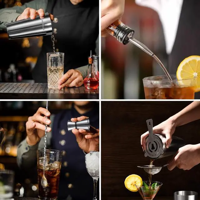 Alt view image 4 of 7 - Cocktail Shaker,Cocktail Shaker Set 6 Pcs,27OZ Drink Shaker