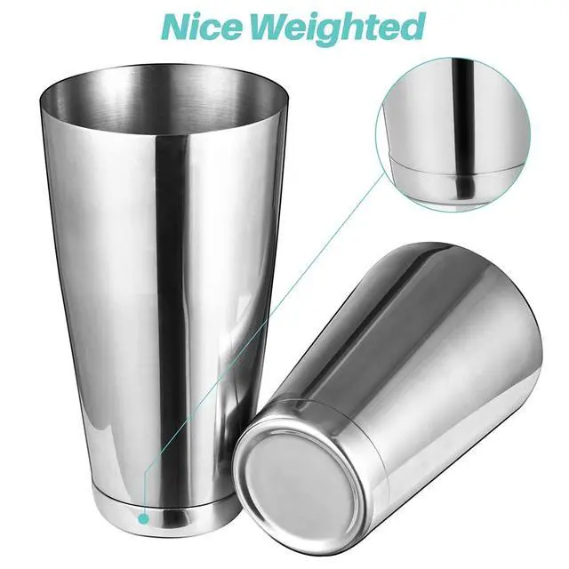 Alt view image 3 of 6 - Cocktail Shaker Tins Set Stainless Steel, Pro Bar Style Boston Shakers Bartending, Two Piece Martini Shaker Cup Drink Mixer for Bartender Silver Bar Tools Weighted Metal Shaking Tin