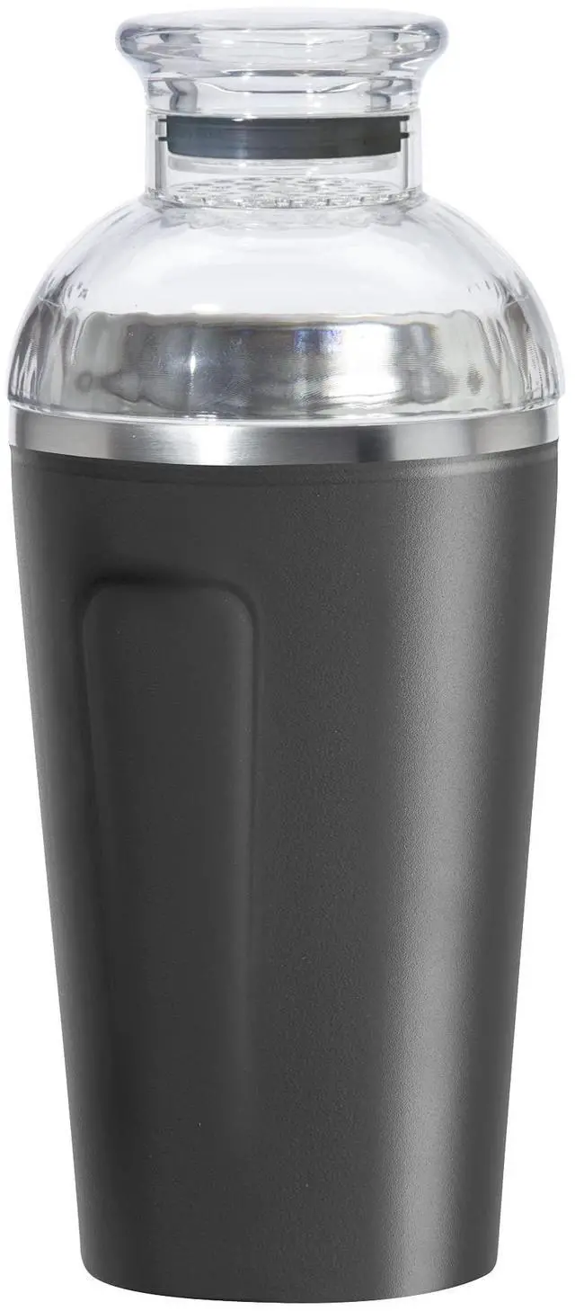 Main image of Groove Insulated Cocktail Shaker-17oz Double Wall Vacuum Insulated Stainless Steel, Tritan Lid has Built In Strainer, Ideal Cocktail Mixer, Martini Shaker, Margarita Shaker, Black