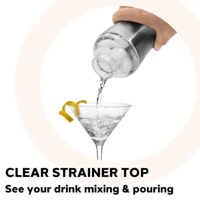 Alt view image 3 of 7 - Groove Insulated Cocktail Shaker-17oz Double Wall Vacuum Insulated Stainless Steel, Tritan Lid has Built In Strainer, Ideal Cocktail Mixer, Martini Shaker, Margarita Shaker, Black