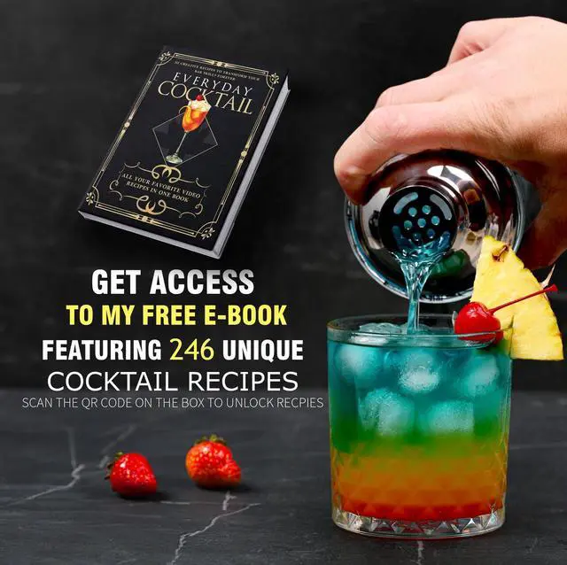 Alt view image 3 of 7 - Professional Glass Cocktail Shaker 14 oz, Martini Shaker with Recipes and Measurements, Built-in Strainer and Leakproof Seal, Clear Bar Tool for Margaritas, Martinis