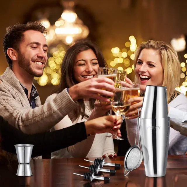 Alt view image 6 of 6 - Cocktail Shaker Set, 16 Piece Bartender Kit, Cocktail Shaker, Stainless Steel Bar Set Accessories, Coktail Set, Boston Shaker, Drink Mixer Shaker, Bartending Bar Tools with Muddler Spoon Jigger