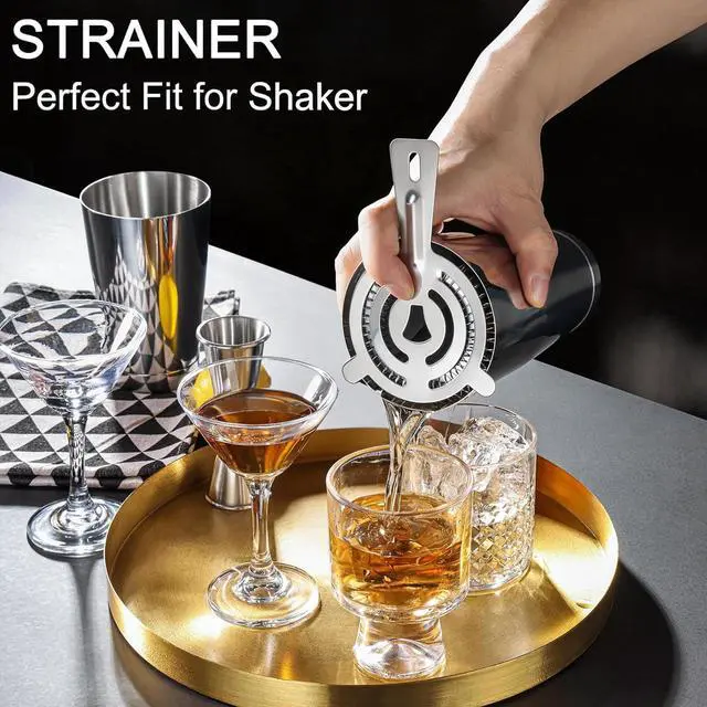 Alt view image 4 of 7 - Boston Cocktail Shaker Set, 18 oz & 28 oz Stainless Steel Weighted Shaker Tins, Strainer, Double Measuring Jigger, Professional Bar Tools for Bartender (Silver)
