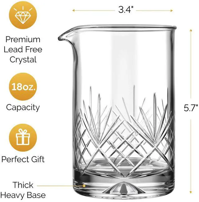 Alt view image 7 of 7 - Crystal Cocktail Mixing Glass/Premium Cocktail Shaker 18oz(540ml) - Solid and Stable Thick Bottom/Professional Quality Bartender Tool for Stirring Cocktails - Gift for Christmas, Birthday