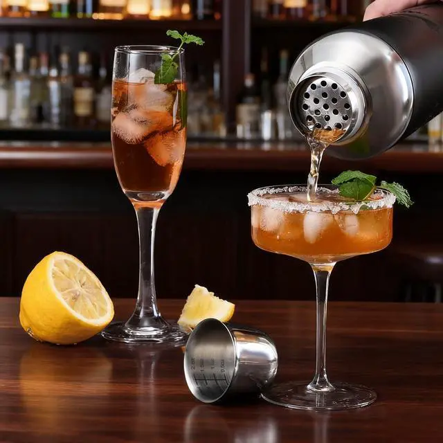 Alt view image 6 of 7 - Insulated Cocktail Shaker Black - 23oz Double Wall Vacuum Stainless Steel Martini Shaker with Built-in Strainer & Jigger Lid, Pro Leak-Proof Weighted Shaker for Home Bar, Premium Bar Gift Set
