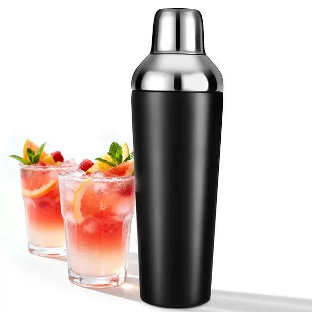 Alt view image 7 of 7 - Insulated Cocktail Shaker Black - 23oz Double Wall Vacuum Stainless Steel Martini Shaker with Built-in Strainer & Jigger Lid, Pro Leak-Proof Weighted Shaker for Home Bar, Premium Bar Gift Set
