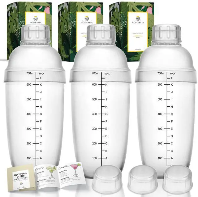 Main image of 3 Pcs Plastic Cocktail Shaker Set, Hand Drink Mixer (700cc / 24oz)
