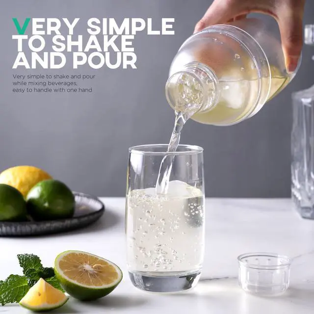 Alt view image 7 of 7 - 3 Pcs Plastic Cocktail Shaker Set, Hand Drink Mixer (700cc / 24oz)