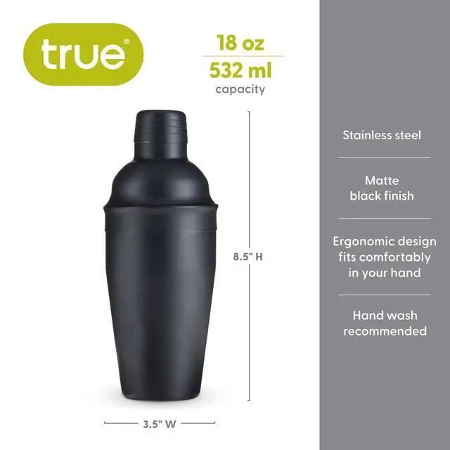 Alt view image 3 of 7 - Ash Stainless Steel Cocktail Shaker for Cold Brew Cocktails, Margarita, Whiskey Sour, Espresso Martini Shaker, Home Bar Accessories, Bartender Gifts, 18 oz, Set of 1, Matte Black