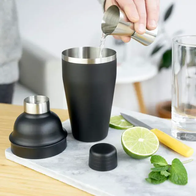 Alt view image 6 of 7 - Ash Stainless Steel Cocktail Shaker for Cold Brew Cocktails, Margarita, Whiskey Sour, Espresso Martini Shaker, Home Bar Accessories, Bartender Gifts, 18 oz, Set of 1, Matte Black