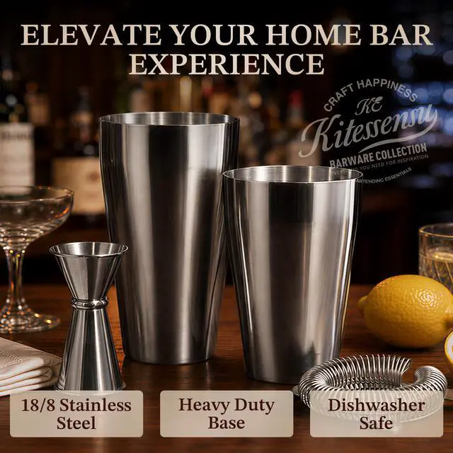 Alt view image 3 of 7 - Cocktail Shaker Set, 2-Piece Boston Shaker Set for Drink Mixing