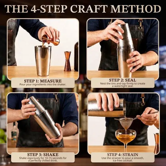 Alt view image 6 of 7 - Cocktail Shaker Set, 2-Piece Boston Shaker Set for Drink Mixing