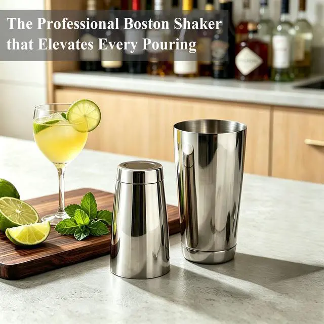 Alt view image 4 of 7 - Professional Boston Cocktail Shaker Tins, 18oz & 28oz 2-Piece Boston Shaker, Weighted 304 Stainless Steel Shaking Tins,Professional Bar Tool for Bartenders, Silver