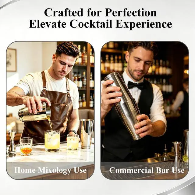 Alt view image 5 of 7 - Professional Boston Cocktail Shaker Tins, 18oz & 28oz 2-Piece Boston Shaker, Weighted 304 Stainless Steel Shaking Tins,Professional Bar Tool for Bartenders, Silver