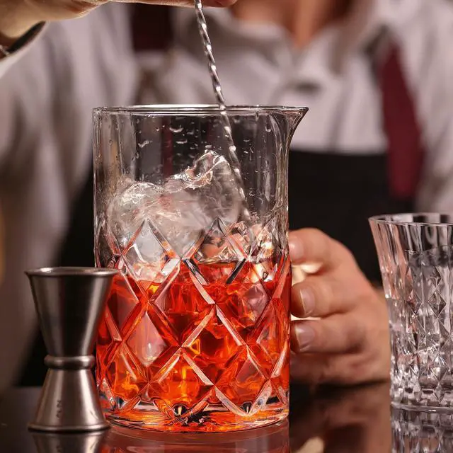 Alt view image 3 of 6 - 4 Pcs Cocktail Mixing Glass 24 oz Cocktail Stirring Glasses Crystal Glasses Mixing Pitcher for Bar Party Bartender Whiskey Drinking Shaker Accessory