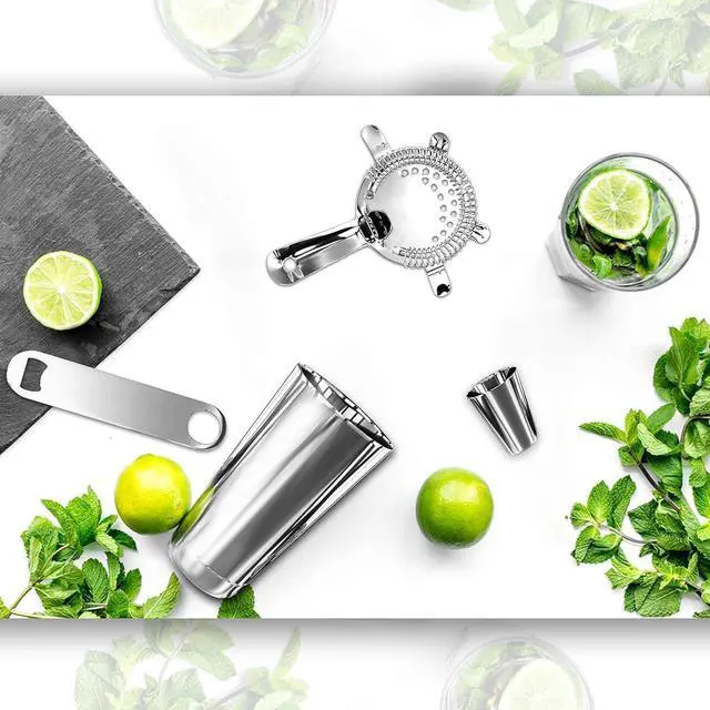 Alt view image 3 of 7 - Mixology Bartender Cocktail Shaker Set - Includes 15 & 30 oz Stainless Steel Shakers, 6 Bottle Pourers & More - Essential Martini Making Kit - Drink Mixing Set - 15 Piece Cocktail Bar Set