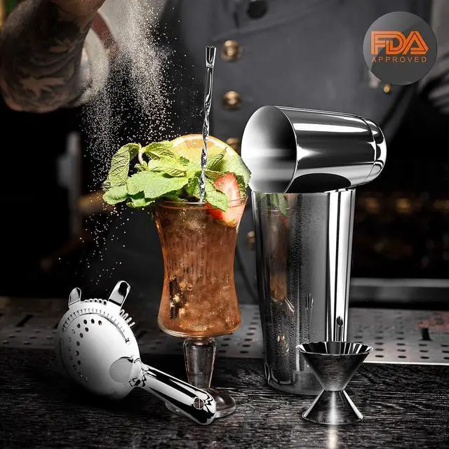 Alt view image 6 of 7 - Mixology Bartender Cocktail Shaker Set - Includes 15 & 30 oz Stainless Steel Shakers, 6 Bottle Pourers & More - Essential Martini Making Kit - Drink Mixing Set - 15 Piece Cocktail Bar Set
