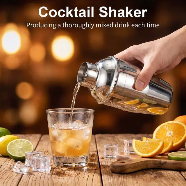Alt view image 4 of 7 - 6 Pcs Cocktail Shaker Set, 8 oz Professional Stainless Steel Martini Mixer with Built-in Strainer for Bartending, No Leaks, Boston Shaker for Home, Bar, Party Drink Tool (Silver)
