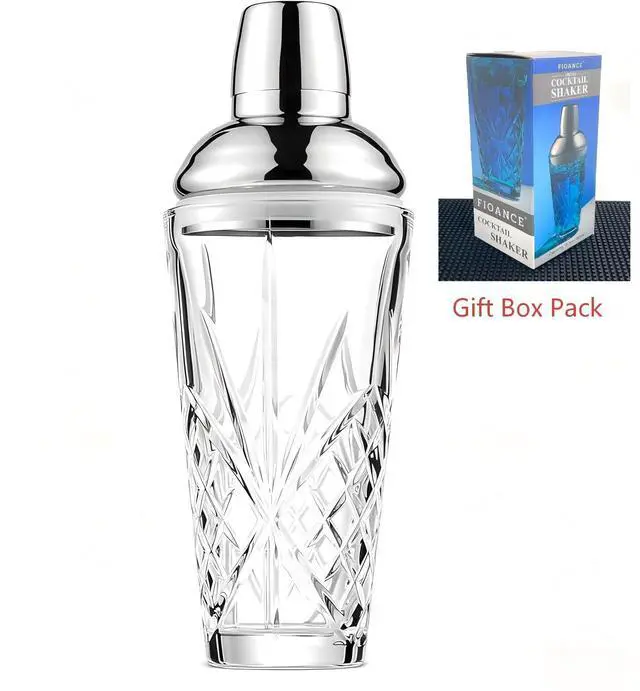 Alt view image 3 of 7 - Cut Crystal Cocktail Shaker with 0.5-1-1.5oz Measured Jigger Cap