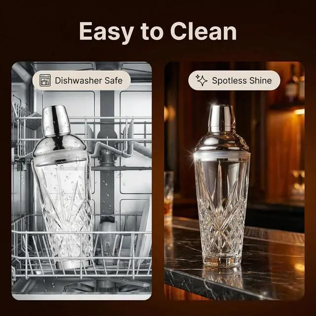 Alt view image 7 of 7 - Cut Crystal Cocktail Shaker with 0.5-1-1.5oz Measured Jigger Cap