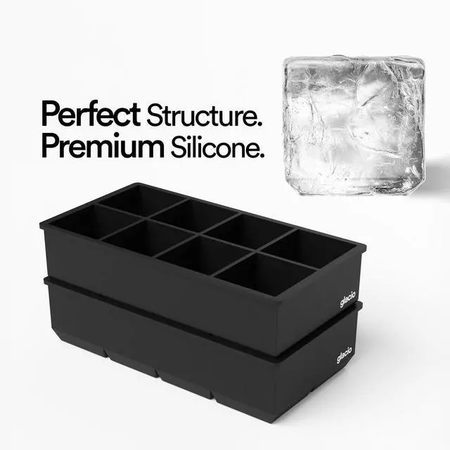 Alt view image 4 of 7 - Ice Cube Molds, 2 Pack Silicone Trays for 8 Large Square Cubes
