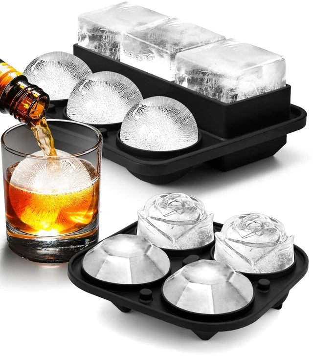 Main image of Ice Cube Trays with Lids, Large Silicone Ice Molds for Whiskey, Set of 2