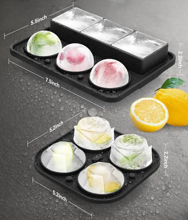 Alt view image 3 of 7 - Ice Cube Trays with Lids, Large Silicone Ice Molds for Whiskey, Set of 2