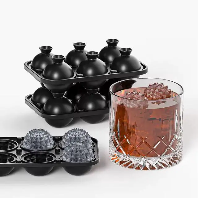 Alt view image 3 of 5 - KORA HAUS Sphere Ice Cube Mold with Lid Extra Large Premium Silicone Ice Ball Maker for Whiskey, Cocktails & Bourbon Ice Sphere Mold BPA Free Easy Release Ice Tray