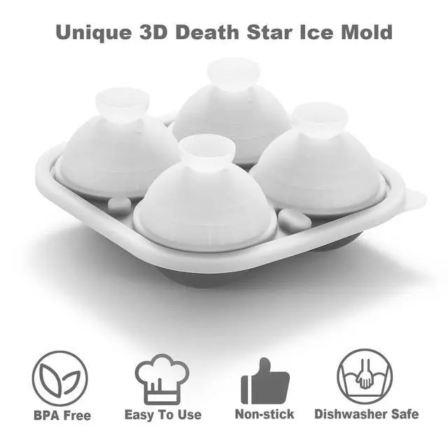 Alt view image 3 of 5 - 3D Death Star Ice Cube Molds, Large Silicone Fun Shapes Bourbon Gifts for Men Fandom, Whiskey Ice Cube Mold for Cocktails,Brandy, Whiskey Gifts for Men Nerds & Geeks