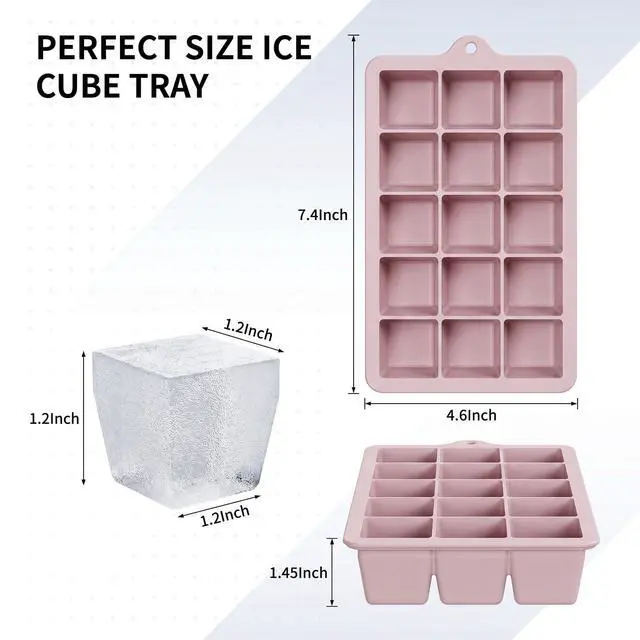 Alt view image 2 of 7 - Silicone Ice Cube Tray 3 Pack, Ice Cube Mold, Ice Trays for Freezer with Lid for Whiskey, Cocktail, Drinks and Food, Freezer, BPA Free, Easy Release