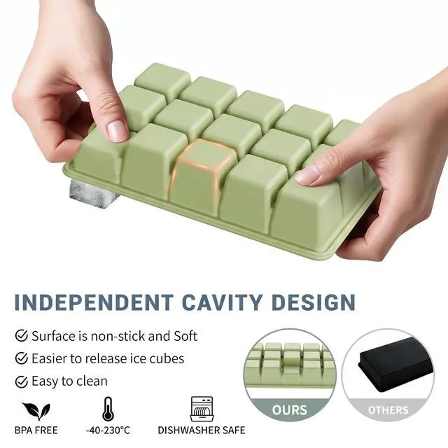 Alt view image 4 of 7 - Silicone Ice Cube Tray 3 Pack, Ice Cube Mold, Ice Trays for Freezer with Lid for Whiskey, Cocktail, Drinks and Food, Freezer, BPA Free, Easy Release