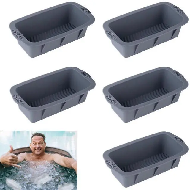 Main image of 5Pcs Extra Large Ice Block Mold, Grey Silicone Ice Block Molds for Ice Bath Tub, Big Ice Cube Molds for Ice Bath, Ice Maker for Cold Plunge or Coolers, Ice Tray Accessories for Ice Bath Chiller