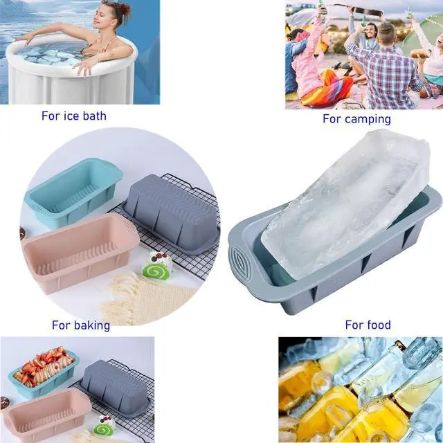 Alt view image 4 of 6 - 5Pcs Extra Large Ice Block Mold, Grey Silicone Ice Block Molds for Ice Bath Tub, Big Ice Cube Molds for Ice Bath, Ice Maker for Cold Plunge or Coolers, Ice Tray Accessories for Ice Bath Chiller