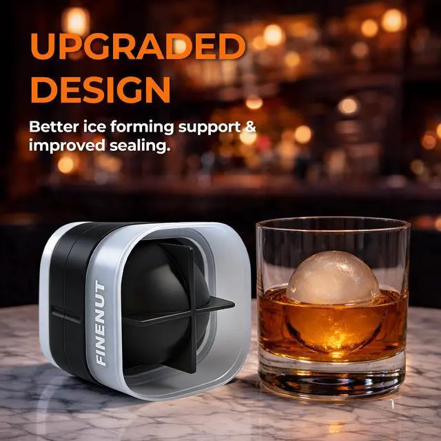 Alt view image 4 of 7 - Easy Release Ice Ball Maker Mold, 4 Pack, 2.5 Inch Large Round Ice Cube Mold for Whiskey & Cocktails, Stackable Lid, Reinforced Leak-Resistant Silicone, BPA-Free