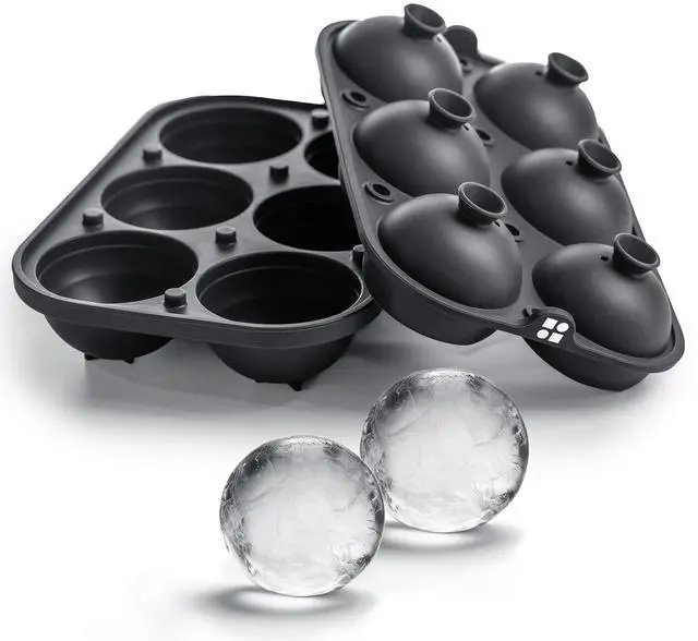 Main image of Ice Cube Molds, Large Silicone Sphere & Square Combo with Fill Funnel