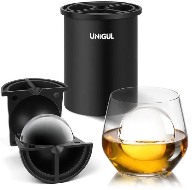 Main image of Clear Ice Cube Maker, 2.5" Stainless Steel Crystal Clear Ice Ball Maker, Non-BPA Premium Silicone Ice Cube Molds for Whiskey & Cocktails, Easy-Release Sphere Ice Maker, Bourbon Gifts for Men (1 PACK)