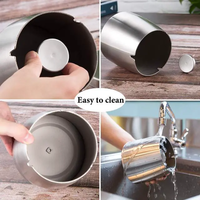 Alt view image 5 of 7 - Outdoor Ashtray with Lid for Cigarettes,XL Large Stainless Steel Ash Tray
