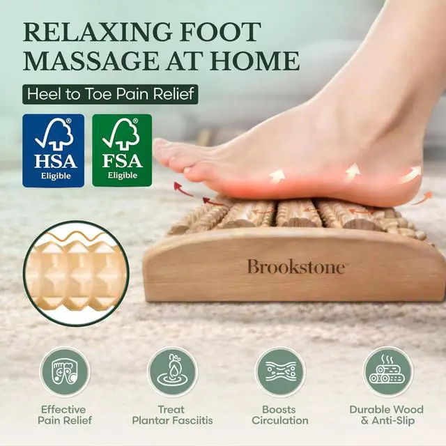 Alt view image 2 of 7 - Foot Massager for Neuropathy & Plantar Fasciitis Relief - Wooden Foot Roller Massager, Neuropathy Pain Relief for Feet - Mom Gifts for Women Portable for Home or Travel