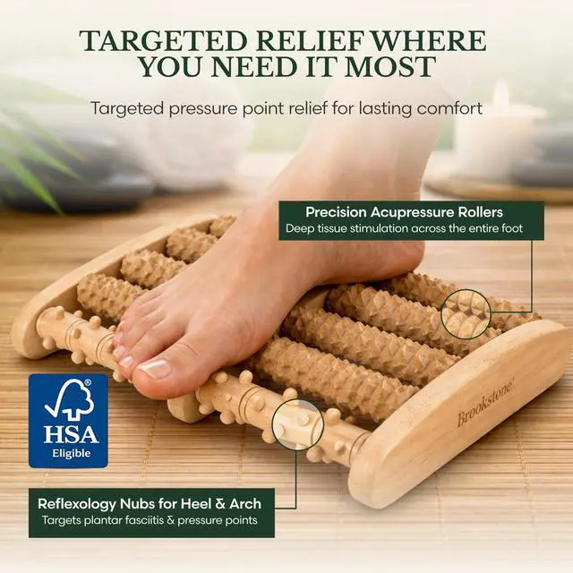 Alt view image 5 of 7 - Foot Massager for Neuropathy & Plantar Fasciitis Relief - Wooden Foot Roller Massager, Neuropathy Pain Relief for Feet - Mom Gifts for Women Portable for Home or Travel