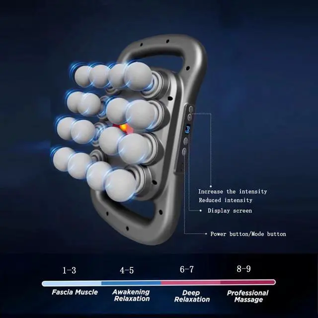 Alt view image 2 of 7 - 16 Head Massage Gun Deep Tissue, 16 Head Massager 9 Modes 9 Levels, Back Massager for Pain Relief Deep Tissue,Massager for Neck Head Shoulders Legs Foot, Body Muscle Massager Pain Relief