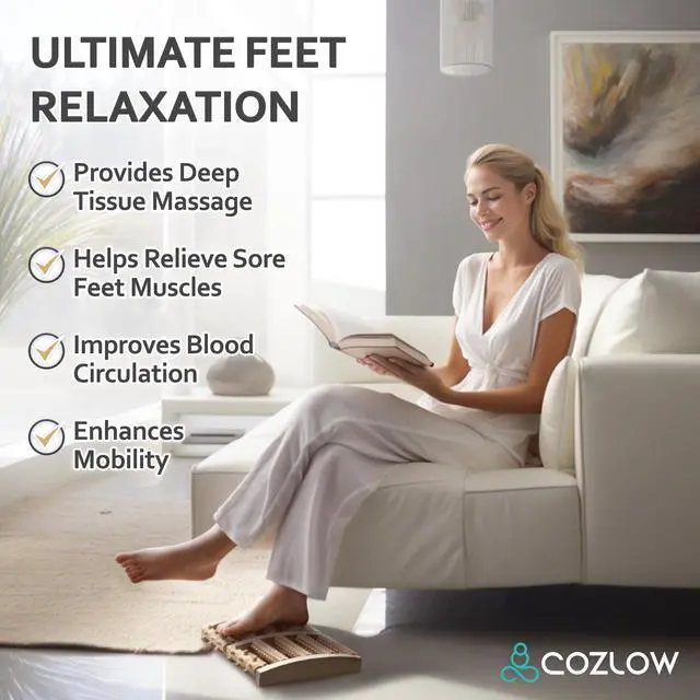 Alt view image 2 of 7 - Foot Massager for Plantar Fasciitis Relief - Wooden Massage Roller with Arch Shape Design - Foot Pain Relief, Neuropathy, Heel Spur Pain, Stress Relief, and Relaxation - Muscle Therapy Tool